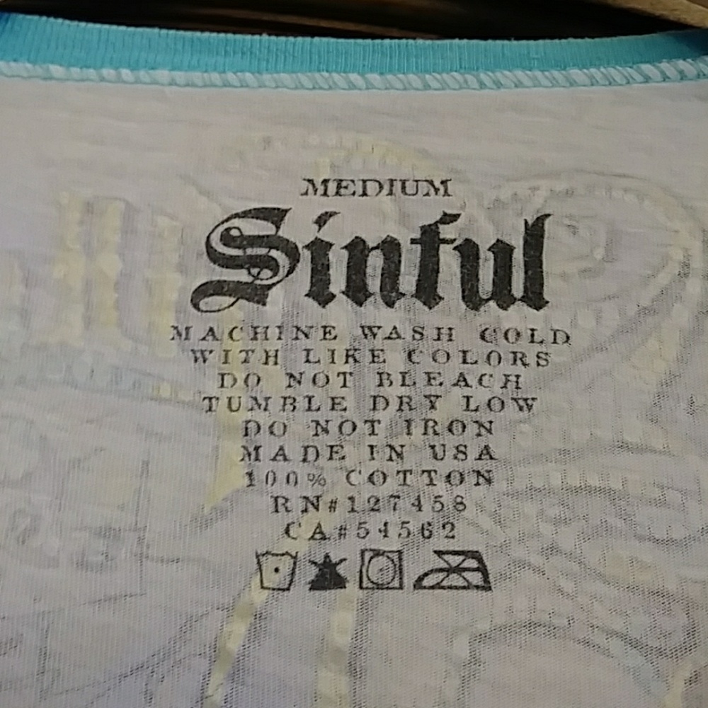 Sinful Brand 3/4 T shirt - Picture 3 of 3